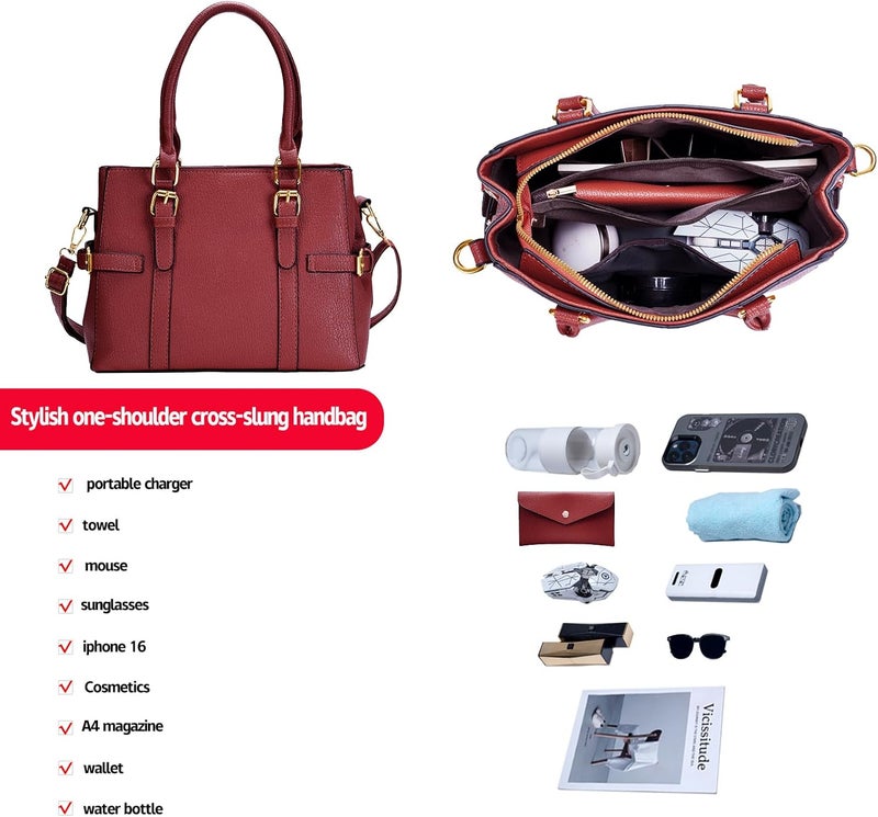 Tigpoy Women's Handbags Fashion Leather Handbags Purses for women Tote Bag Shoulder Bag Top Handle Satchel Fall Purse - Image 3